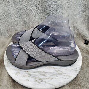 Clarks Shoes Womens Size 8 Gray Textile Arla Elin Cross Strap Sandals